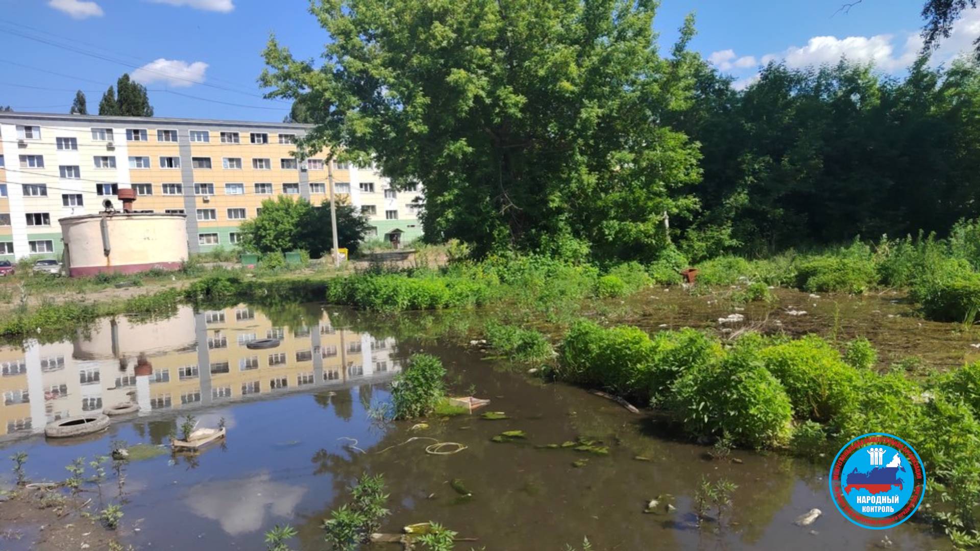 Канализационные воды растекаются, неприятный запах разносится до медцентра и гостиницы в Липецке